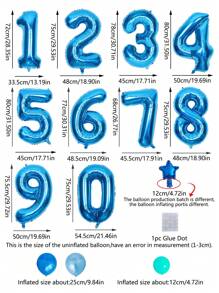 17 Stück/Set 0-9 Zahlenballons, 32 Zoll Folienballons mit Zahlen für Geburtstagsdekoration, Einschulung, Valentinstag - Verschiedenfarbig - Übersicht 9