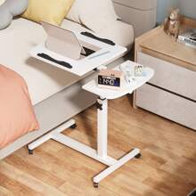 Bed Side Table, Height Liftable Overbed Bedside Table With Wheels, Adjustable Tilt Hospital Bed Table, Foldable Over Bed Table - Black - View 3