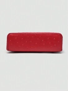 1 peça Bolsa de ombro quadrada de PU com grãos de avestruz de cor sólida, bolsa pequena para mulheres, adequada para combinação elegante diária e viagens