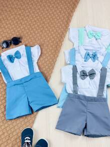 Arthur Baby Formal Shirt And Shorts/Suspender Set - Grey - View 3
