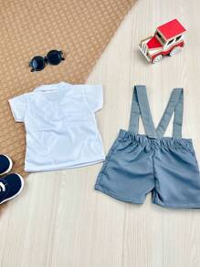 Arthur Baby Formal Shirt And Shorts/Suspender Set - Grey - View 2