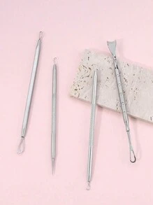 Set di 4 pezzi di strumenti in acciaio inossidabile per la rimozione dell'acne, kit estrattore di punti neri e brufoli con custodia, kit di strumenti di bellezza e trucco