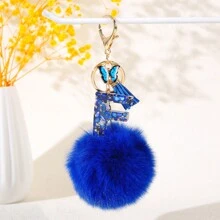 1PC Resin Alphabet Keychain With Hairball Butterfly And Tassel Charm, Women's Day Gift - Letter Initial Keyring With Lobster Clasp For Handbags, Backpacks, Car Keys Decoration