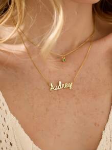 1 st. Goud Rose Goud Aangepaste Gepersonaliseerde Meerlaagse Naamketting Met Geboortesteen Aangepaste Naamketting Geboortesteen Sieraden 18K Vergulde Naamketting Voor Haar Verjaardag Moederdag Cadeau Voor Thuiskomst Cadeau Voor Koppels Kerstcadeau - Veel kleurig - Bekijken 2