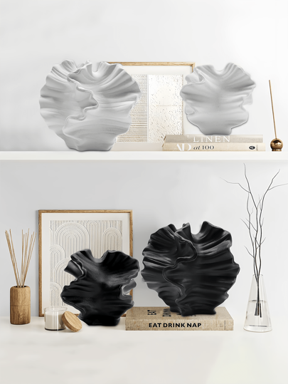 Flowers Vase Moderne Home Coral Ceramic Shape Zwart Wit stone Nordic Pampas Grass, Boho Donut Centerpiece Wedding, Ideal Mother's Day Wedding .(Black) Birthday Graduation Room Flower Glass view 8