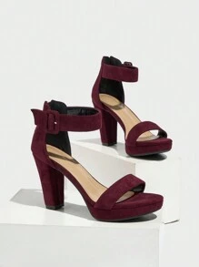 Damen High Heel Sandalen, Schnür-Plateau Keilabsatz mit offener Zehenpartie, Weinrot, elegant, modisch, vielseitig, bequem, geeignet für Urlaub, Party, Weihnachten