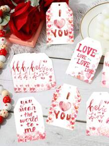 Conjunto de 60 piezas de nuevos adornos para el Día de San Valentín, etiquetas colgantes con texto "Feliz Día de San Valentín", decoración, regalos, accesorios para fiestas