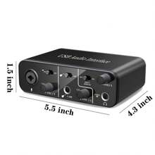 USB Audio Interface Mic Preamps With USB C Cable Adapter 48V Phantom Power 24 Bit Support Smartphone, Tablet, PC Recording,Microphones,Usb Microphone For Pc,Iphone Microphone Set - Black - View 2