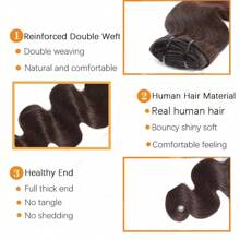BINF Clip In Hair Extensions Human Hair #2 Color Dark Brown Body Wave Clip Ins Human Hair Brazilian Hair 100% Human Hair Remy Clip Ins Human Hair - #2 Color - View 4