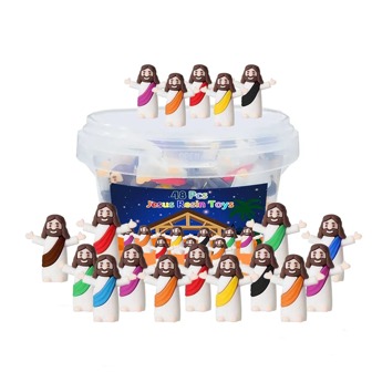 Set Of 48 Jesus Statues, Religious Rubber Models, Suitable For Party Gifts, Easter Egg Hunting, Gifts, Baptismal Giveaways - No Electric, No Feathers, Easter Party Gifts, Easter Egg Fillers Random Color