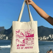 100% Cotton Ecobag WONDERS OF RIO (Pink) - 白色 - 查看 2