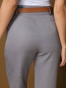 Women's Basic Straight Tailored Dress Pants - Grey - View 4
