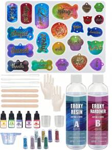环氧树脂 500ml 套装,水晶透明树脂环氧树脂,环氧树脂自流平,不发黄,无气泡,桌面环氧树脂套装适用于 DIY 珠宝制作、涂料、木材、树脂模具 - 環氧樹脂 - 查看 12