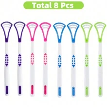 Tongue Scraper Cleaners Oral Health Cleaning Brush Mouth Fresh Breath Scraping Solve The Problem Of White Tongue, Clean Food Debris, Curved Design, Enjoy Fresh Breath, Suitable For Both Men And Women - White - View 9