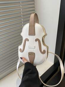 Bolsa transversal de ombro, peça única, nicho da moda, bolsa em formato especial de violino de poliuretano, adequada para uso casual feminino na rua