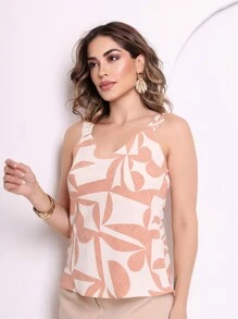 Tank Top Wide Band Vest With Soft Fabric And Fashionable Print As Long As You Sell It Once, You Will Definitely Fall In Love With It - 杏色 - 查看 2