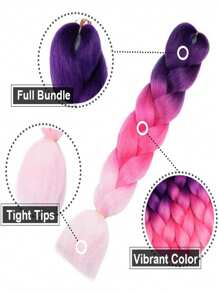 1/3/5 件/包渐变红色辫子大号编织马尾辫合成钩针接发时尚日常使用派对角色扮演万圣节 24 英寸 - 漸層粉紅色 - 查看 5