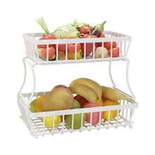 2 Tier Fruit Baskets For Kitchen Countertop Stylish Kitchen Organizer In Space-Saving Steel Design - Display Stand For Fresh Fruits, Vegetables, And Snacks - Multicolor - View 11