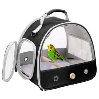 Jaula de transporte pequeña para pájaros, transportín portátil para pájaros pequeños, periquitos, con percha y alfombrilla cómoda (SIN bandeja), bolsa de transporte para pájaros para visitas al veterinario, compras y aventuras al aire libre.