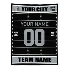 1pc Customized Flannel Blanket With Football Themed Personalized Design - Includes City, Name And Number - Football Style Decorative Gift Idea For Male, Female, Boy Football Fans