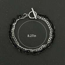 时尚不锈钢男士链手链，适合日常佩戴和送礼 - 圣诞节、新年、情人节假期 - 銀色 - 查看 9