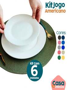 2/4/6 Pieces Round Placemat Set Sousplat Kitchen Dining - 橄欖綠 - 查看 4