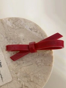 1 Pc Acetate Fiber Bow Hair Clamp, Minimalist Fashion Hair Clip, Cute Girly Bow Hairpin For Ponytail, Bangs, Hair Slides, Versatile Gentle Style For Daily Wear - Red - View 3