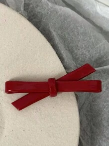 1 Pc Acetate Fiber Bow Hair Clamp, Minimalist Fashion Hair Clip, Cute Girly Bow Hairpin For Ponytail, Bangs, Hair Slides, Versatile Gentle Style For Daily Wear - Red - View 5