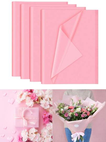 100/50 Sheets 20"X14" Pink Tissue Paper Bulk,Valentine's Day Tissue Paper For Gift Bags,Solid Color Waterproof Matte Gift Wrapping Paper,Pink Color Gift Wrap Tissue Paper,Birthday, Bridal Showers, Wedding Party Decorations Holidays DIY Crafts