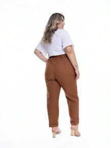 Women's PLUSIZE Tailored Formal Pants - 鏽棕色 - 查看 3