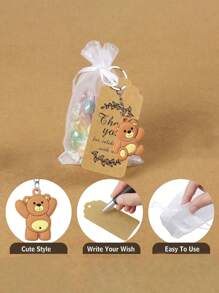 6pcs/15pcs/21pcs Bear Gift Bag, Party Gift, Bear Gift Set, Cute Bear Keychain, Bear Keychain, Art Gift Pendant Accessories, Creative Gift Bag, Comes With Transparent Hard Yarn Bag, Gratitude To Guests Kraft Paper Label And Rope Birthday Party Supplies Decoration