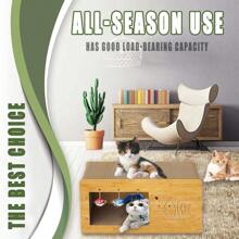 二合一瓦楞猫抓板屋，具有玩耍和休息功能，舒适耐用，带抓垫的猫屋，适合室内猫