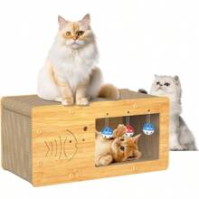 二合一瓦楞猫抓板屋，具有玩耍和休息功能，舒适耐用，带抓垫的猫屋，适合室内猫
