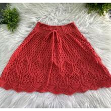 Women's Skirt Beach Cover-Up Short Skirt Mini Crochet Skirt Crochet Stitch Skirt Beachwear Summer 2024 - 橘色+U裙穿36到42 - 查看 2