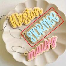 Acrylic Keychain Retro Name Tag, Customizable Acrylic Name Tag For Backpack, Diaper Bag, Lunch Box
