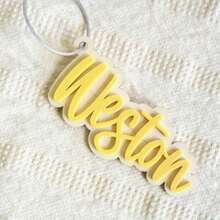 Acrylic Keychain Retro Name Tag, Customizable Acrylic Name Tag For Backpack, Diaper Bag, Lunch Box