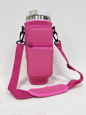1pc 40oz Tumbler Cup Portable Protective Case With Adjustable Shoulder Strap Cup Cover, Dual Storage Bag, Cup Mobile Coin Wallet, Suitable For Travel Outdoor Fitness Cup Accessories