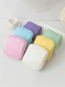 1 pieza Bolsa organizadora de color caramelo, bolsa de almacenamiento para toallas sanitarias/tampones, monedero con cierre para sujetar lápices de labios, brochas, cuidado de la piel, teléfono, monedas y artículos pequeños, para uso en el hogar/viaje/escuela, con vibras bohemias, para vacaciones en la playa, colección de baño, colección de dormitorio, gran capacidad