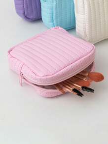 1 pieza Bolsa organizadora de color caramelo, bolsa de almacenamiento para toallas sanitarias/tampones, monedero con cierre para sujetar lápices de labios, brochas, cuidado de la piel, teléfono, monedas y artículos pequeños, para uso en el hogar/viaje/escuela, con vibras bohemias, para vacaciones en la playa, colección de baño, colección de dormitorio, gran capacidad