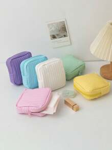 1 pieza Bolsa organizadora de color caramelo, bolsa de almacenamiento para toallas sanitarias/tampones, monedero con cierre para sujetar lápices de labios, brochas, cuidado de la piel, teléfono, monedas y artículos pequeños, para uso en el hogar/viaje/escuela, con vibras bohemias, para vacaciones en la playa, colección de baño, colección de dormitorio, gran capacidad