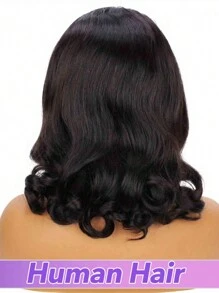 Peluca de cabello humano estilo bob ondulado sin pegamento con cierre de encaje, densidad del 150%, peluca bob sin pegamento de cabello humano con encaje frontal, cabello previamente desgastado, peluca corta tipo bob para mujeres, peluca frontal de cabello humano, color negro natural, 14 pulgadas. - Natural Black - Ver 4