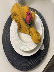 2/4/6 Pieces Round Placemat Set Sousplat Kitchen Dining - 黑色 - 查看 9