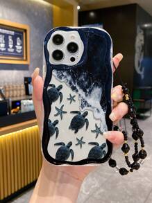 Apfelrahmwellen-Rand-Öl-Tidel-See-Schildkröten-bemalte Anti-Sturz-Handyschale mit handgefertigter perlenbesetzter Armband, kompatibel mit iPhone XS Apfelrahmwellen-Rand-Öl-neu bemalte TPU-Anti-Sturz-Weichschale, kompatibel mit Galaxy S24, Galaxy S24+, Galaxy S24 Ultra, Galaxy S22, Galaxy A13 4G, Galaxy A52, A52s 5G, Galaxy A23, Galaxy A35, Galaxy A25, Galaxy A73, Redmi Note 11/11 Lite