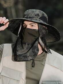 1 chiếc mũ chống nắng có thể tháo rời dành cho nam có che mặt, thiết kế lưới thoáng khí, vành rộng 12cm, thích hợp cho các hoạt động ngoài trời như leo núi và câu cá Mũ chống nắng thông thường dành cho nam, thích hợp cho các hoạt động ngoài trời mùa hè như đi bộ đường dài và câu cá - xanh quân đội - Xem 5