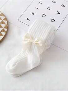 3 件/5 件儿童紧身裤，男童女童打底裤，弹力保暖连裤袜，婴幼儿蝴蝶结打底裤，秋冬季休闲百搭风格，可内穿或外穿