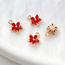 5 件 18K 镀金铜紫水晶锆石小花形 DIY 珠宝吊坠 - 彩色 - 查看 16