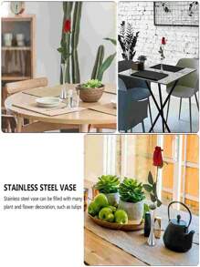 Vaso in acciaio inossidabile, innovativo, elegante, moderno, dalla bocca rotonda, vaso in metallo per fiori per il tavolo del soggiorno