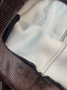 Kit de 2 Pantalones con afelpado interior, tela tipo pana punto canalé, bolsillos laterales, bolsillos traseros, cintura con elástico alto, semi-entubado, otoño-invierno, casual, fiesta, calle, trabajo, colores al azar.