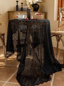1pc Lace Tablecloth, Wavy Edge Decor, Polyester Material, Suitable For Living Room, Dining Room, Holiday Party, Wedding Decor - Multicolor - View 27