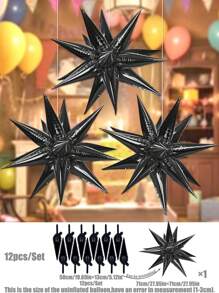 12 件套彩色爆炸星形铝箔气球，泪珠闪光气球，适用于婚礼生日派对装饰 - 彩色 - 查看 23